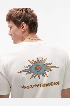 Rhythm Cremehvid og kortærmet T-shirt med flammeprint i vintagestil