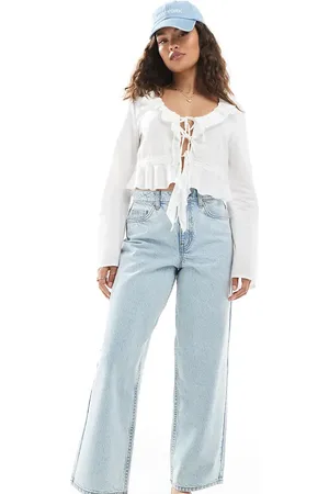 Miss Selfridge Baggy jeans i lys bleget vask-Blå