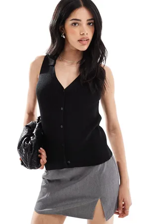 ASOS Ribstrikket top med krave