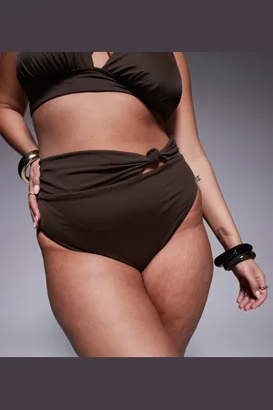 ASOS ASOS DESIGN Curve - Nina - Chokoladebrune bikinitrusser med knude
