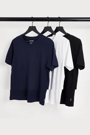 JACK & JONES Essentials - Pakke med 3 T-shirts i sort/hvid/marineblå i bomuld - MULTI-Multifarvet