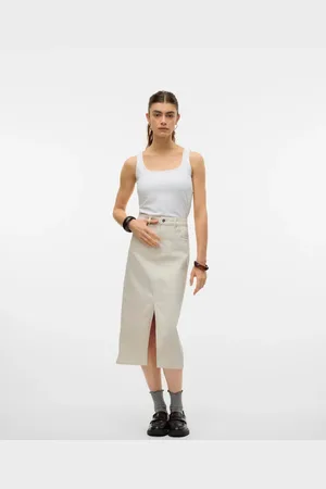 VERO MODA Råhvid denimnederdel-Neutral