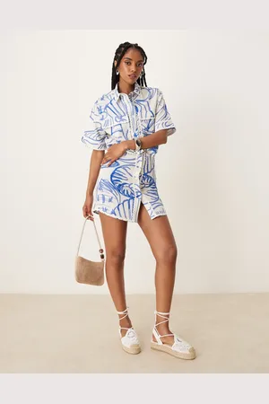 ASOS Mini-skjortekjole med oversized lommer og print-Multifarvet