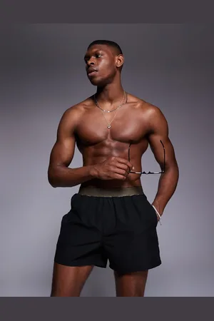 ASOS Sorte badeshorts med elastisk linning i kort længde