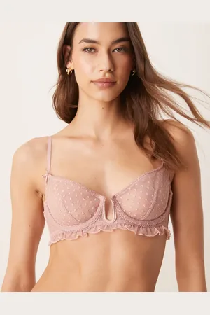 ASOS Jessie - Lyserød BH med bøjle, flæser og prikkede broderier-Ingen farve