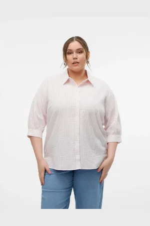 VERO MODA Lyseblå skjorte med striber-Hvid