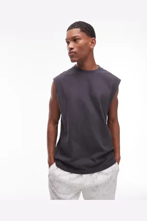 Topman Oversized t-shirt uden ærmer i forvasket sort
