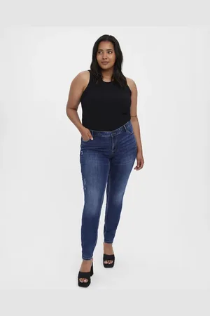 VERO MODA Mørkeblå jeans i denim i slim fit