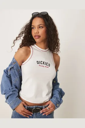 Dickies Racer - Offwhite longline-top med centralt logo-Hvid