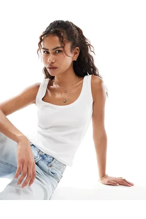 Miss Selfridge Tanktop med ribber og dyb rund hals