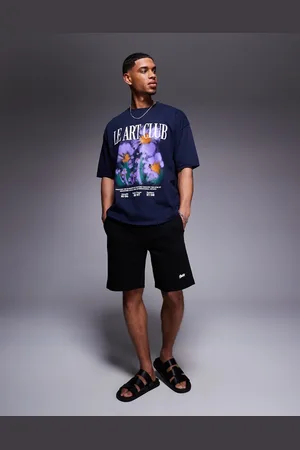 ASOS Marineblå oversized T-shirt med grafisk blomsterprint