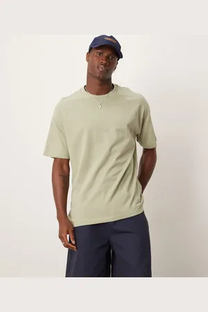 MANGO Lysegrøn og afslappet T-shirt i hørblanding