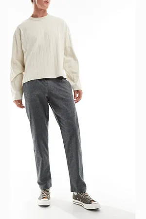 JACK & JONES Gråmelerede elegante bukser med tapered fit og løbesnor i taljen