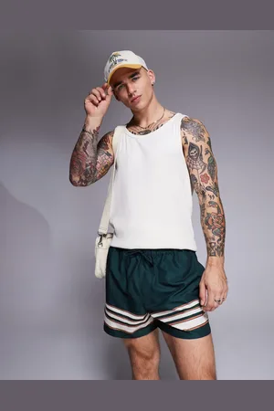ASOS Grønne korte badeshorts med kantstriber
