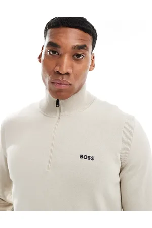 HUGO BOSS BOSS - Green ever x - strikket trøje med kort lynlås-Neutral