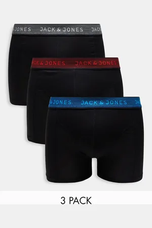 JACK & JONES Pakke med 3 par sorte boksershorts med farvede linninger
