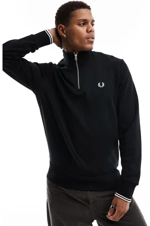 Fred Perry Sweatshirt med halv lynlås