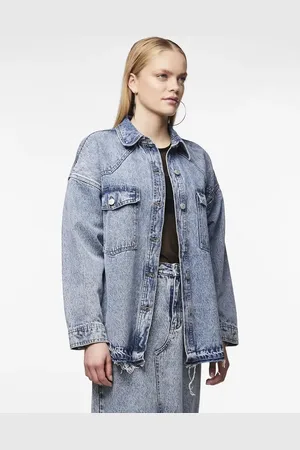 Pieces® Mellemblå denimskjorte