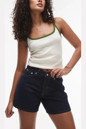 Topshop Editor - Indigoblå denimshorts med råt look