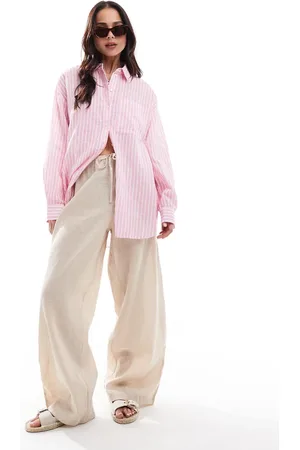 Stradivarius Pink og afslappet skjorte med striber