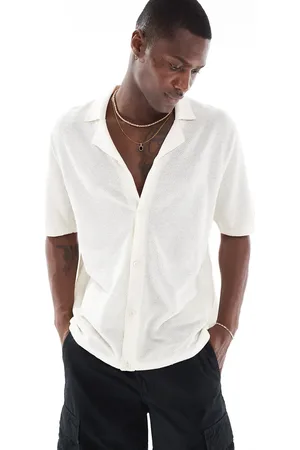 JACK & JONES Oversized, strikket og hvid poloskjorte med knapper