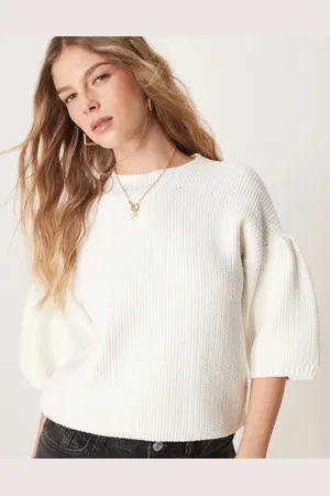 ASOS T-shirt i strik med chunky syninger-Hvid
