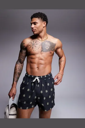 ASOS Sorte korte badeshorts med tangprint