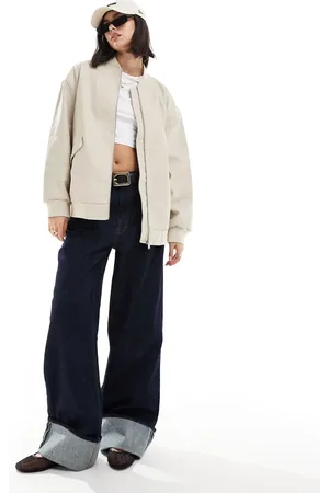 VERO MODA Beige bomber-jakke med læderlook-Neutral