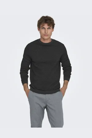 Only & Sons Meleret mørkegrå strikket pullover