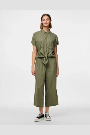 Pieces® Culottes i bleg mørkegrøn