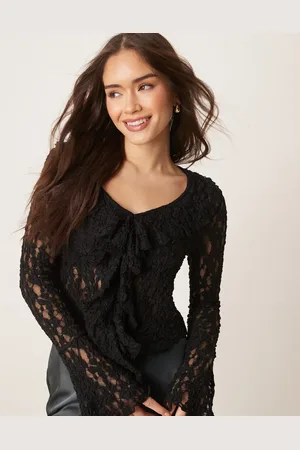ASOS Blondeoverdel med tekstur, bindebånd foran og flæser