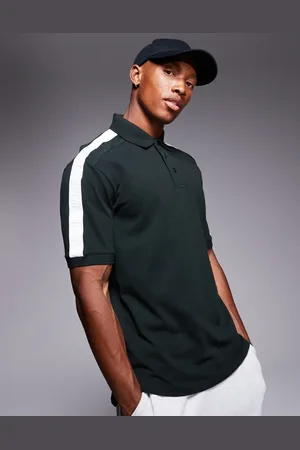 Armani Exchange Grøn poloskjorte med kontrast-logobånd