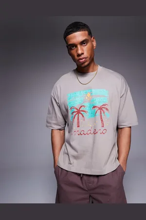 ASOS Brun oversized T-shirt med grafisk palmeprint i firkantet pasform