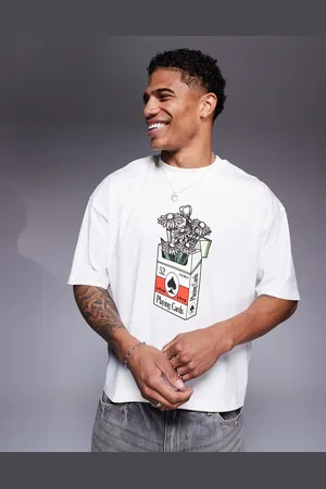 ASOS Oversized råhvid T-shirt med firkantet pasform og grafisk blomsterprint
