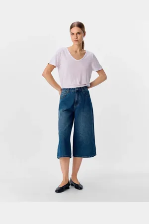 Object Mellemblå bermudashorts i denim
