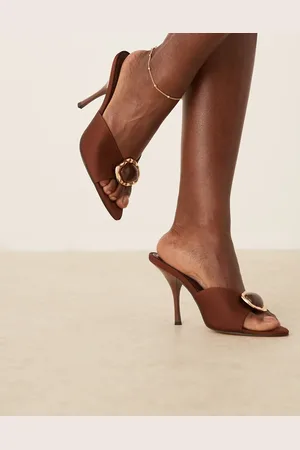 ASOS Noon - Brune mules med hæl og kantdetalje