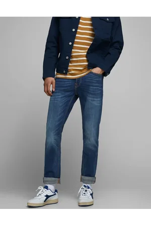JACK & JONES Tim - Jeans med lige ben i falmet denim med mørk vask-Blå