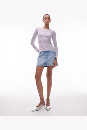 Topshop Afbleget pelmet-mininederdel i denim-Blå