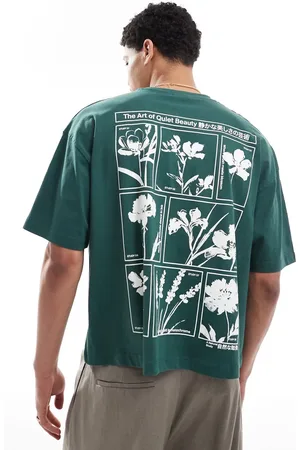 ASOS Grøn oversized T-shirt med blomstergrafik i firkantet pasform