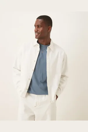 ASOS Ecrufarvet oversized skjortejakke i denim i firkantet pasform i 90