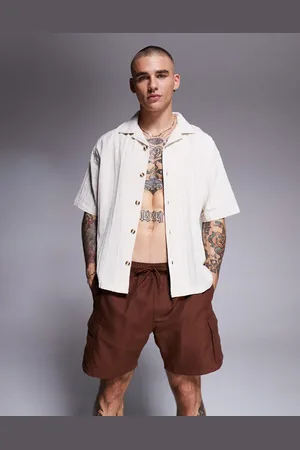 ASOS Mørkebrune mellemlange badeshorts med cargolommer