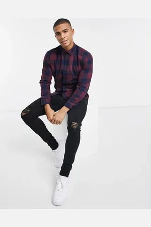 JACK & JONES Essentials - Buffalo - Ternet skjorte i bordeaux-Rød