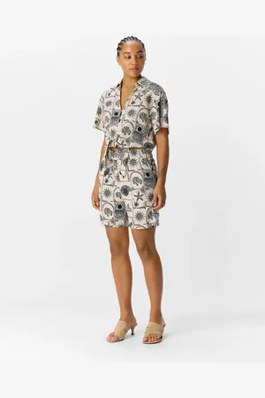 Object Sandfarvede shorts-Hvid