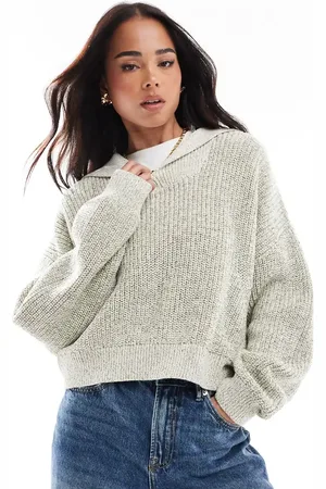 ASOS Kakigrøn trøje i nistret garn med flyverkrave