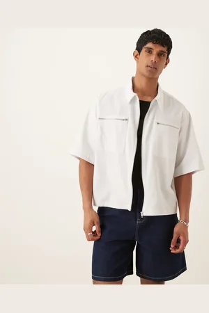 ASOS Oversized skjorte med ærmer i halv længde og lommedetalje med lynlås