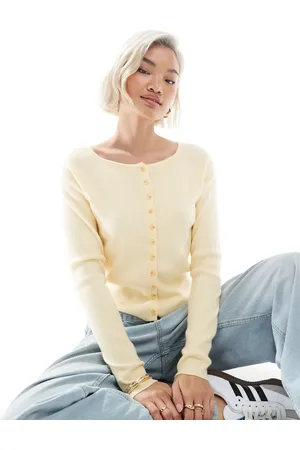 ASOS Lysegul ribstrikket tætsiddende cardigan