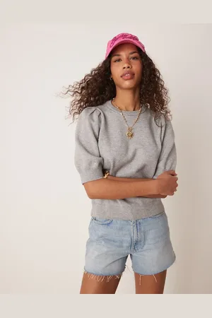 Gina Tricot Strikket kortærmet sweater med pufærmer