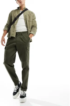 JACK & JONES Tapered, elegante cargobukser med plisseringer foran i kakigrøn