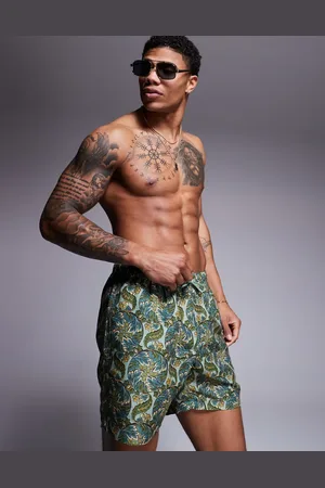ASOS Mellemlange badeshorts med salviegrønt paisley-print