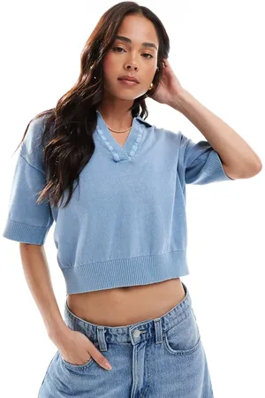 ASOS Strikket polotop med kravedetalje i syrevask